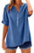 Genérico ropa mujer en oferta Camisetas Largas Blancas Mujer Blusas De Algodon Ropa Verano Camiseta Tul Negra Camisa Amplia Oversize Cuello V Rejilla Negras Manga Corta Azul Lisa Tallas Grandes Blusa