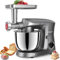 Vospeed Stand Mixer, 5.5L Food Mixers for Baking, 1500W Tilt-Head Electric Kitchen Mixer, Cake Mixers with Dough Hook, Whisk & Beater,Meat Grinder Attachment...(Grey)