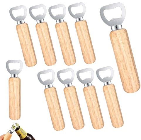 10 Pcs Beer Bottle Opener Engravable Wooden Bottle Openers Portable Bottle Opener for Beer Soda Juice Bar Home Party