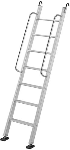 Escalera de aluminio plateado para litera de 7 escalones, escalera de salida para caravana y cámper, capacidad de 330 libras, escalera recta universal para ventana de sótano y acceso superior a la