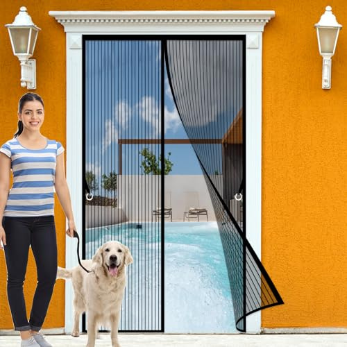 Tenda Zanzariera Magnetica 91 x 216 cm Senza Forare Zanzariere Magnetiche per Balconi, Cantine, Camere da Letto e Porte Scorrevoli, Nero