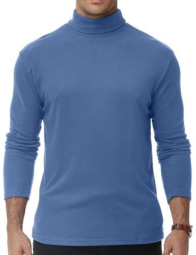 Men's Turtleneck Thermal Tops Long Sleeve Basic Layer Roll Neck Vest Soft Fleece Like Fabric Undershirt
