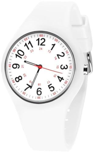 APXEL Montres Bracelets Etanche, Montre Femme, Montre de Poignet avec Bracelet en Silicone, Montres Analogique Quartz avec Cadran Facile à Lire, Design Lumineuses pour Etudiantes Filles (Blanc)