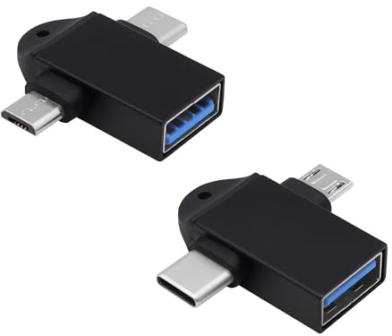 YARCHONN 2 in 1 USB OTG Adapter Type C/Micro USB to USB 3.0 Female OTG Converter Connector for Android Phone Tablet Flash Drive Keyboard Mouse -2pcs