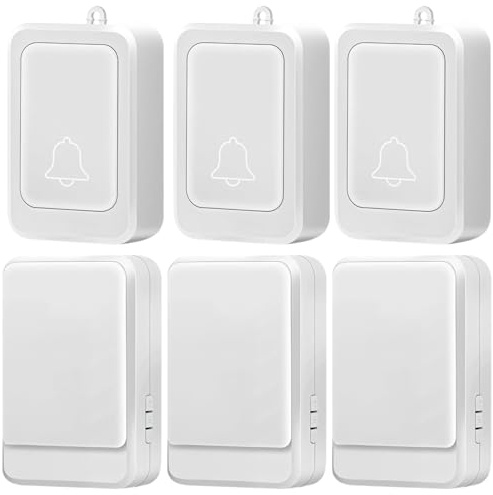 Generic 3 Pcs Wireless Doorbell Sets for Household Use, Battery Operated Emergency Notification for Seniors and Patients, Very Loud with 7 Flashing Color Alerts