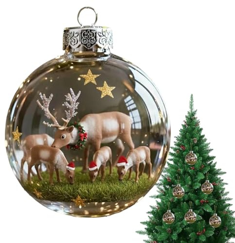 Rentier Weihnachtsbaum Kugel Ornamente Tiere Weihnachtskugeln Ornamente Klar Tier Kugeln Anhänger für Baum, , Kamin