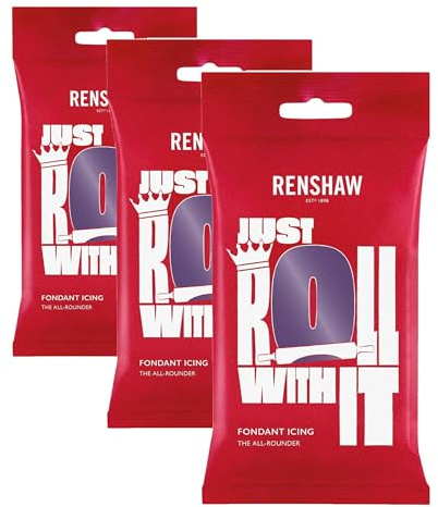 Renshaw Deep Purple Ready to Roll Fondant Icing, 250 g (Pack of 3)