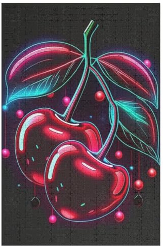 Kirsche Puzzle Für Erwachsene 1000 Teile Premium Recyceltes Brett Zum Lernen, Lernspielzeug, Familienspiele Kinder Holzpuzzle 78×53cm