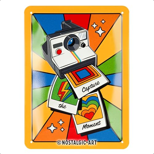 Nostalgic-Art Retro Blechschild, 15 x 20 cm, Polaroid – Capture the Moment | Original Lizenzprodukt (OLP), aus Metall, Vintage Design, Blechschilder Sprüche, Geschenk-Idee für Fotografie-Fans
