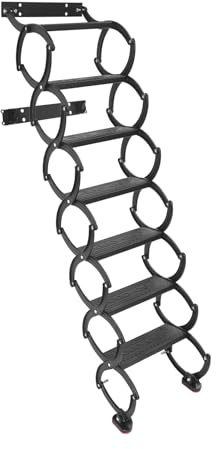 banborba Escalera para el ático, 7 escalones Escalera plegable extensible montada en la pared, Escalera de ático montada en la pared, escalera de desván con escalones antideslizantes, escaleras