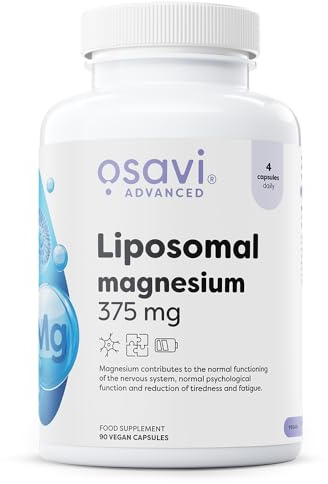 Osavi Liposomales Magnesium 375 mg, Hochwertiges Liposovit-Mg für Hohe Bioverfügbarkeit, Magnesiumhelarat zur Unterstützung von Muskeln und Nerven, Vegan, 90 Kapseln