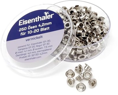 Eisenthaler 250 Ösen SET30-4.2mm, vernickelt für 10-20 Blatt
