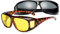 BOZEVON Überzieh-Sonnenbrille für Herren und Damen - Nachtsichtbrille UV400 Sonnenbrille Fit-over für Brillenträger, Schwarz & Leopard-Druck