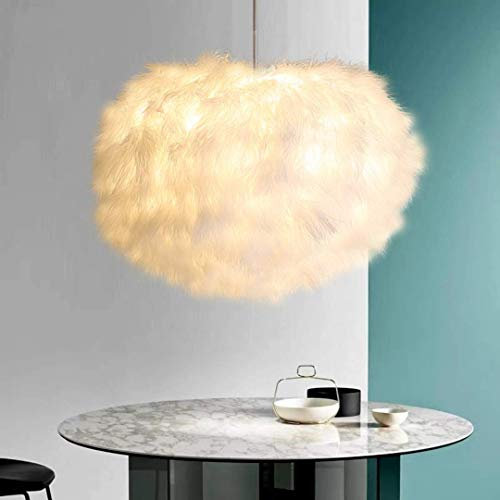 30CM / 12 INCH Feine Feder Decke Kronleuchter Feder Lampenschirm Pendelleuchte Deckenleuchte mit 7W Glühbirne für Esszimmer, Wohnzimmer, Schlafzimmer, Restaurant