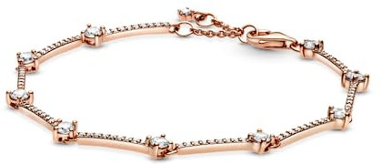 Pandora Timeless 14k Rose gold-plated Sparkling Pavé Bars bracelet with clear cubic zirconia, 18