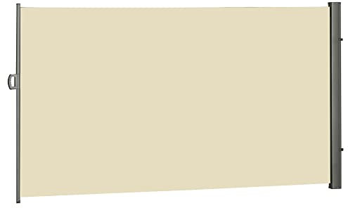 Outsunny Retractable Sun Side Awning Screen Fence Patio Garden Wall Balcony Screening Panel Outdoor Blind Privacy Divider (3x2M, Cream)