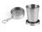 Jenngaoo Faltbarer Becher Edelstahl, 75ml Tragbarer Reiseklappbecher mit Schlüsselbund und Deckel, stapelbarer Trinkbecher für Outdoor Camp