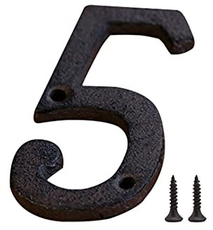 Zayookey Numero Civico Esterno Numeri di Porta in Ghisa Numero Indirizzo Metal House Numbers Porte, Pareti, Indirizzi di Casa (Numero 5)