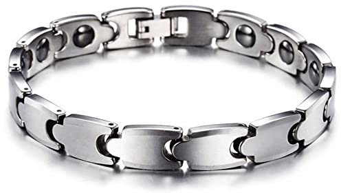 AMDXD Herren Personalisiert Armband aus Wolfram, Glieder Link Armbänder für Männer Zeitloser Herrenschmuck, Silber