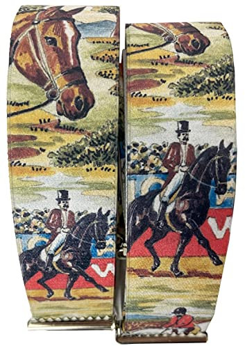 EDERER REITER TURNIER Hosenträge PFERD farbenfroh AUSTRIA-ÖSTERREICH-VIENNA-WIEN im PFERD Design 35mm Breit in H-Form mit 4 extra starken Clips UNI/Reiter Turnier bunt ST-037