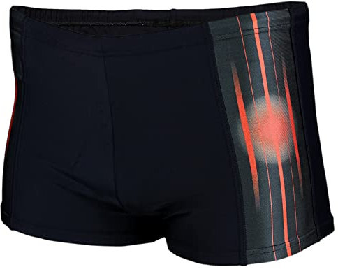 Aquarti Herren Badehose Kurz Sportlich Streifen, Farbe: 13719A Schwarz/Rot, Größe: XXL