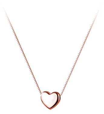 SLUYNZ 925 Collana Pendente in Argento Sterlina Minuscola Amore Cuore per le Donne Ragazze Adolescenti Collana da Tennis Cuore Sottile (1cm Heart-Rose Gold)