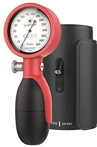 SPENGLER Mobi, Tensiomètre Mécanique pour Mesure de la Pression Artérielle, Précis, Fiable, Résistant, Mécanisme Horloger, Poire Grand Volume, Connectique Aimantée, Brassard M Fourni (Rouge Corail)