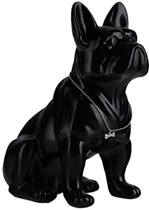 suruim Französische Bulldogge Statuen Deko Englische Bulldogge Figur Hund Statue Geschenke Wohnzimmer, Schreibtisch-Dekoration (schwarz, L)