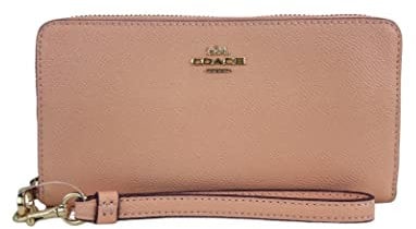 Coach Damen Geldbörse mit umlaufendem Reißverschluss (Crossgrain Leather, Faded Blush), Faded Blush, Einheitsgröße, Langer Reißverschluss