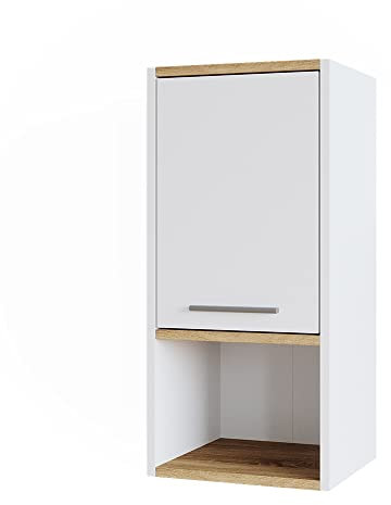 Vicco Badschrank Elvio, Badezimmermöbel, Weiß/Sonoma, 32 x 68 cm