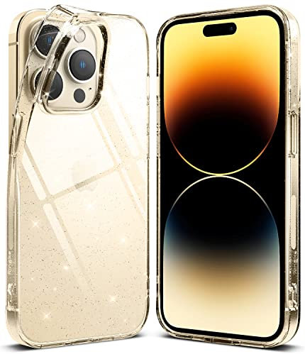 Ringke Case Compatible with iPhone 14 Pro Max 6.7-Inch, Air Soft Shockproof Thin Cover, Anti-Scratch Transparent Back - Glitter Clear