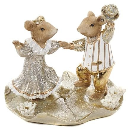 Goodwill Dancing Mice Tischplatte 11 cm creme / gold
