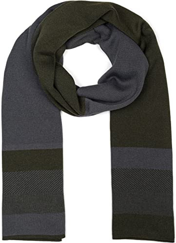 styleBREAKER Unisex Schal mit Streifen Muster, Zwei Farbiger Warmer Herbst Winter Feinstrick Schal gestreift 01017155, Farbe:Oliv-Grau