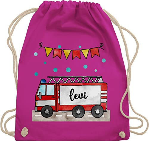 Turnbeutel Rucksack - Feuerwehrauto Motiv I Leiterwagen Geschenk Feuerwehr I Löschzug - Unisize - Fuchsia - beutel für wechselkleidung kinder kinderturnbeutel kindergarten jugendfeuerwehr name