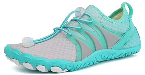 Teechodina Unisex Traillaufschuhe Herren Damen Wanderschuhe Barfußschuhe Laufschuhe Knit Sneaker Fitnessschuhe Fivefinger Zehenschuhe, Grün N, 38