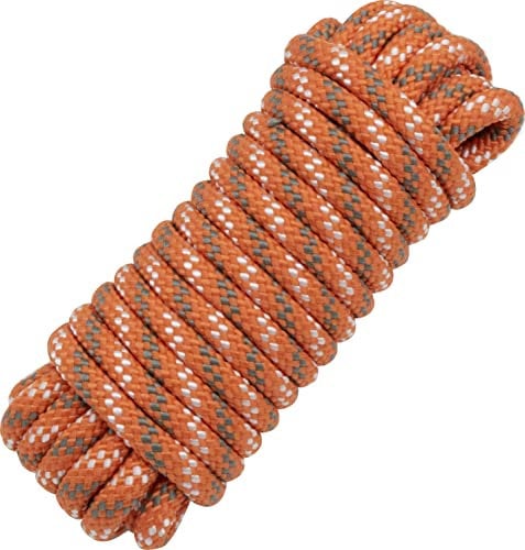 Chapuis - Corde Polypropylène/Polyamide Tressée - Résistance à la Rupture Indicative 1000 kg - Diamètre 10 mm - Longueur 7,5 m - Loisirs et Jardinage - Orange