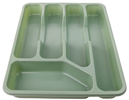 DIVCHI Cutlery Drawer Organiser 5 Compartment Utensil Tray for Kitchen, Silverware and Flatware Holder, Compact Plastic Storage for Spoons Forks Knives