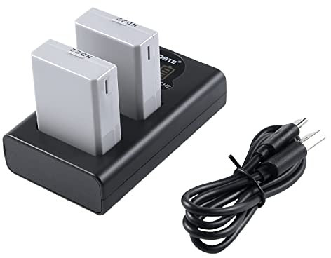 DSTE Lot de 2 batteries de rechange LP-E5 + double chargeur USB avec écran LCD compatible avec appareil photo numérique Canon EOS 450D 500D 1000D Kiss F X2 X3 Rebel XS XSi T1i