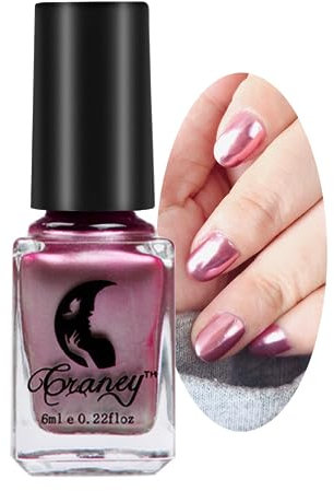 Metal Nail Polish Mirror Nail Varnish,Quick Drying Metallic Effect Nail Art Polish, Pink Plating Metallic Nail Polish No UV Needed, Magic Mirror Gel Polish For Chrome Nail (4-Pink)