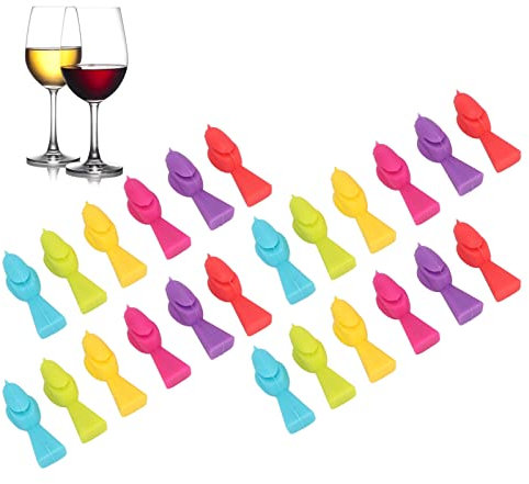 24 Stück Weinglas Marker, Vogel Form Silikon Glasmarkierer Weinbecher Etiketten, Wiederverwendbare Glas Markierung Trinkgläser für Zuhause, Bar, Party