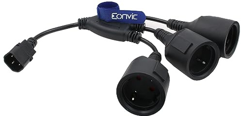 Eonvic IEC 320 C14 Stecker auf 3 x Europa Schuko Buchse Kurzer Adapter Stromkabel für UPS PDU,Euro UPS/PDU Stromkabel Stecker