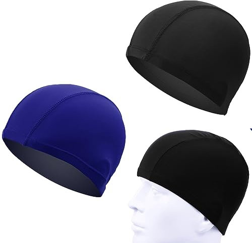 OSUWLSI 2Pcs Gorro Piscina Tela, Gorro de Natación para Pelo Largo y Corto de Poliéster, Suave Gorros Piscina Tela para Mujeres, Gorro Natacion Niños, Muy Cómodo Gorro Natacion Tela Niño Niña