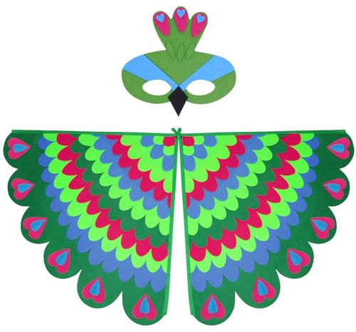 URAQT Alas Disfraz Pajaro Niño, 2pcs Disfraz Niña y Niños con Mascara y Alas de Pajaro, Capa Disfraz Pajaro de Fieltro de 3 a 8 Años, Disfraz Carnaval Niña y Niño para Halloween Navidad Cosplay Fiesta