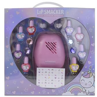 Lip Smacker Nail Art Blockbuster Set, Kids Nail Varnish Set Including 8 Nail Polish, 22 Stickers and 1 Nail Dryer, Hair Clips and Rings, All-in-One Makeup Set for your Kids' Ultimate Creative Look