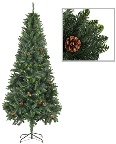 Christbaum künstlich.USB Weihnachtsbaum.Tannenbaum.Künstlicher Weihnachtsbaum mit Kiefernzapfen Grün 210 cmchristmas Tree.Weihnachtsbaum mit Beleuchtung.