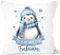 SpecialMe® Kissen-Bezug Weihnachten Tier-Motive personalisiert mit Namen Namenskissen Geschenk für Jungen und Mädchen Baby Pinguin weiß Standard