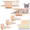 Hamac Mural pour Chat avec 2 Étagères et Perche - Meuble avec 3 Marches - en Bois Massif Recouvert de Peluche pour Escalade, Dormir, Jouer