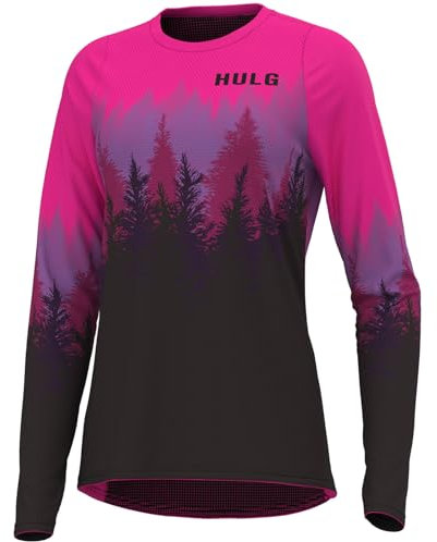 HULG Fahrradtrikot Damen,Fahrradtrikot,Damen-Mountainbike-Trikot,langärmelig,Offroad-Fahrrad, Atmungsaktiv,feuchtigkeitsableitend (XXL,Style-04)