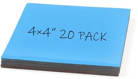 Realth Magnetstreifen Beschreibbar 20 Stück 10CM x 10CM Blau | Wiederverwendbar und Löschbar, für Klassenzimmer Home Office Whiteboard Kühlschrank Crafts Namensschilder