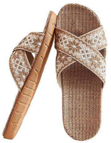 Generico Unisex Pantofole Casa Lino Comode Ciabatte Donna Estive Pantofole Casa Donna Slippers per Interni Pantofole Ospiti Ciabatte Donna Leggero a Punta Aperta Sandali Piatti Ciabatte Piatti Estive